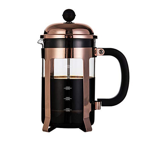 CopperStudio French Press Coffee Maker with 4 Part Superior Filtration 600 ML, Copper