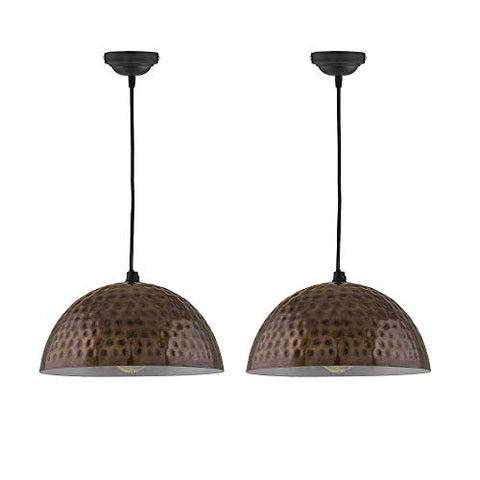 Copper Studio Antique Copper Hammered Home Décor As Hanging Pendant Light Ceiling Decorative Vintage Chandelier For Living Room, Home   Pack Of 2   10 Inch, Multi